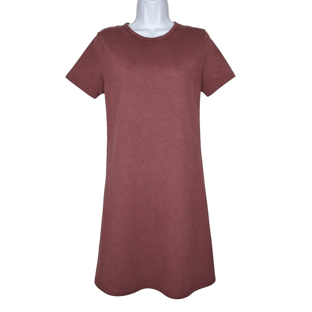 Athleta Essential Tee Dress M Brick Red Supima Cotton Travel Casual Minimalist